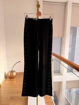 Zımba Detaylı İspanyol Paça Siyah Pantolon Tayt