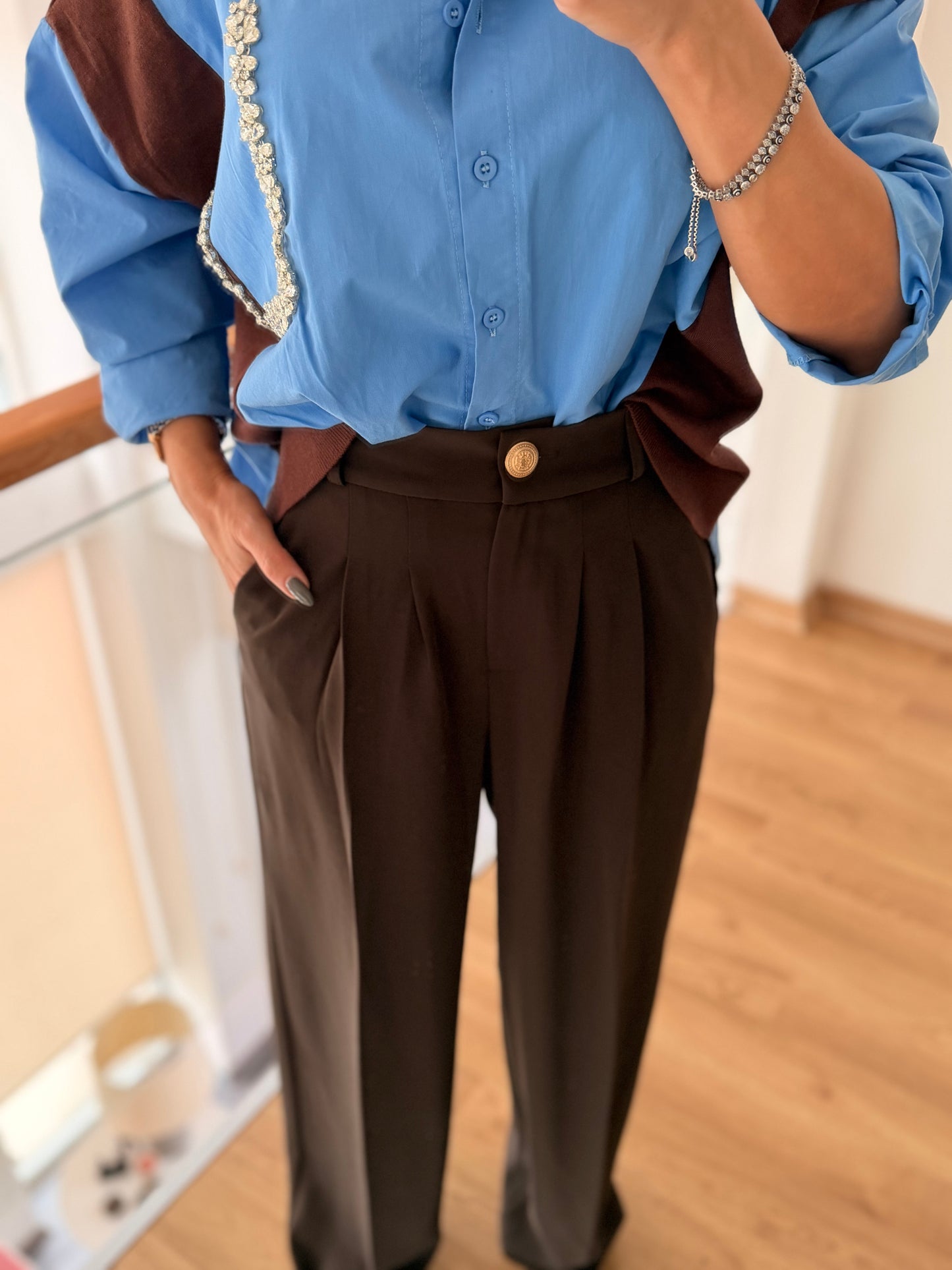 Palazzo Premium Acı Kahve Pantolon