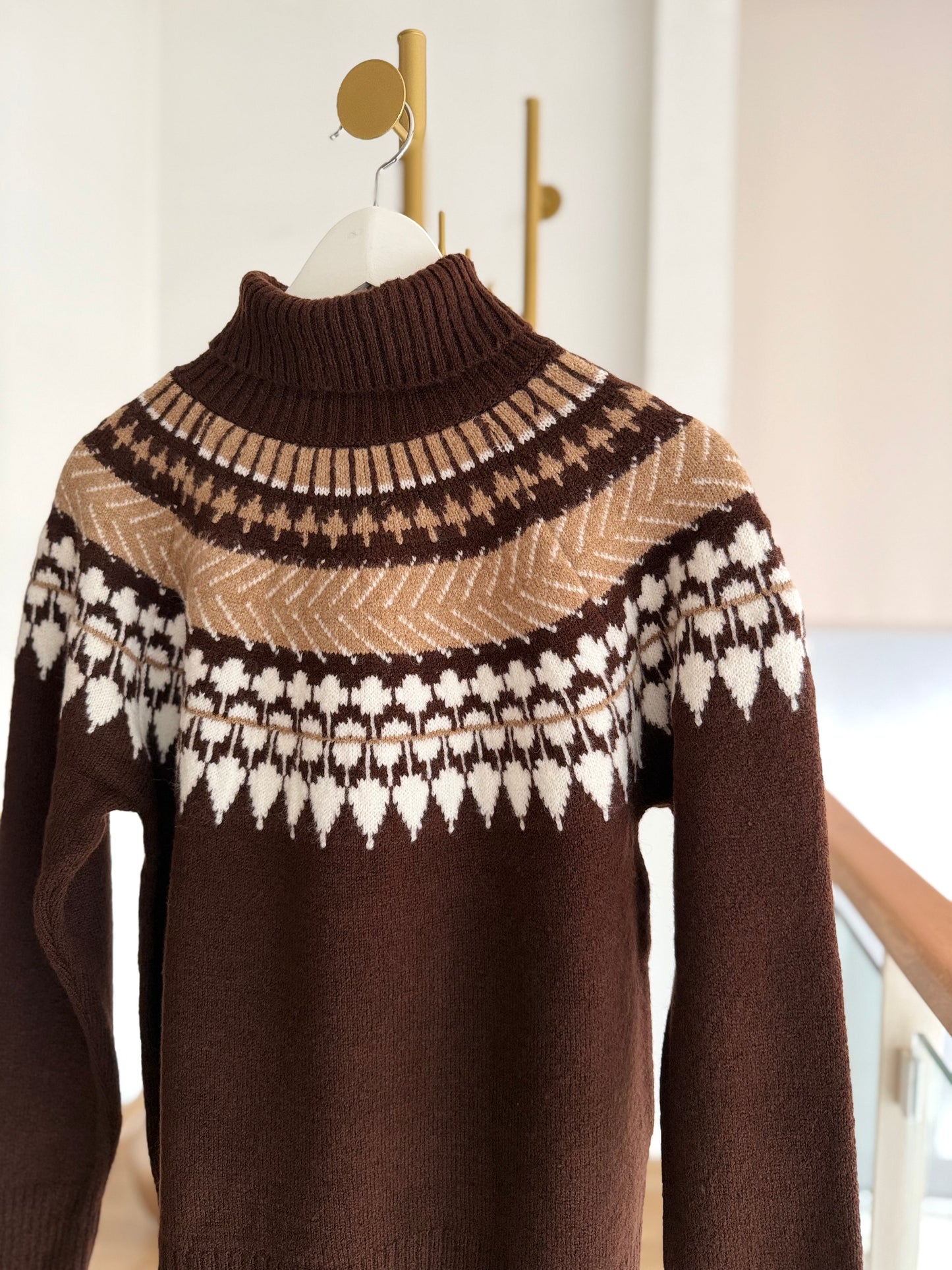 Lueur Concept Balıkçı Yaka Acı Kahve Triko