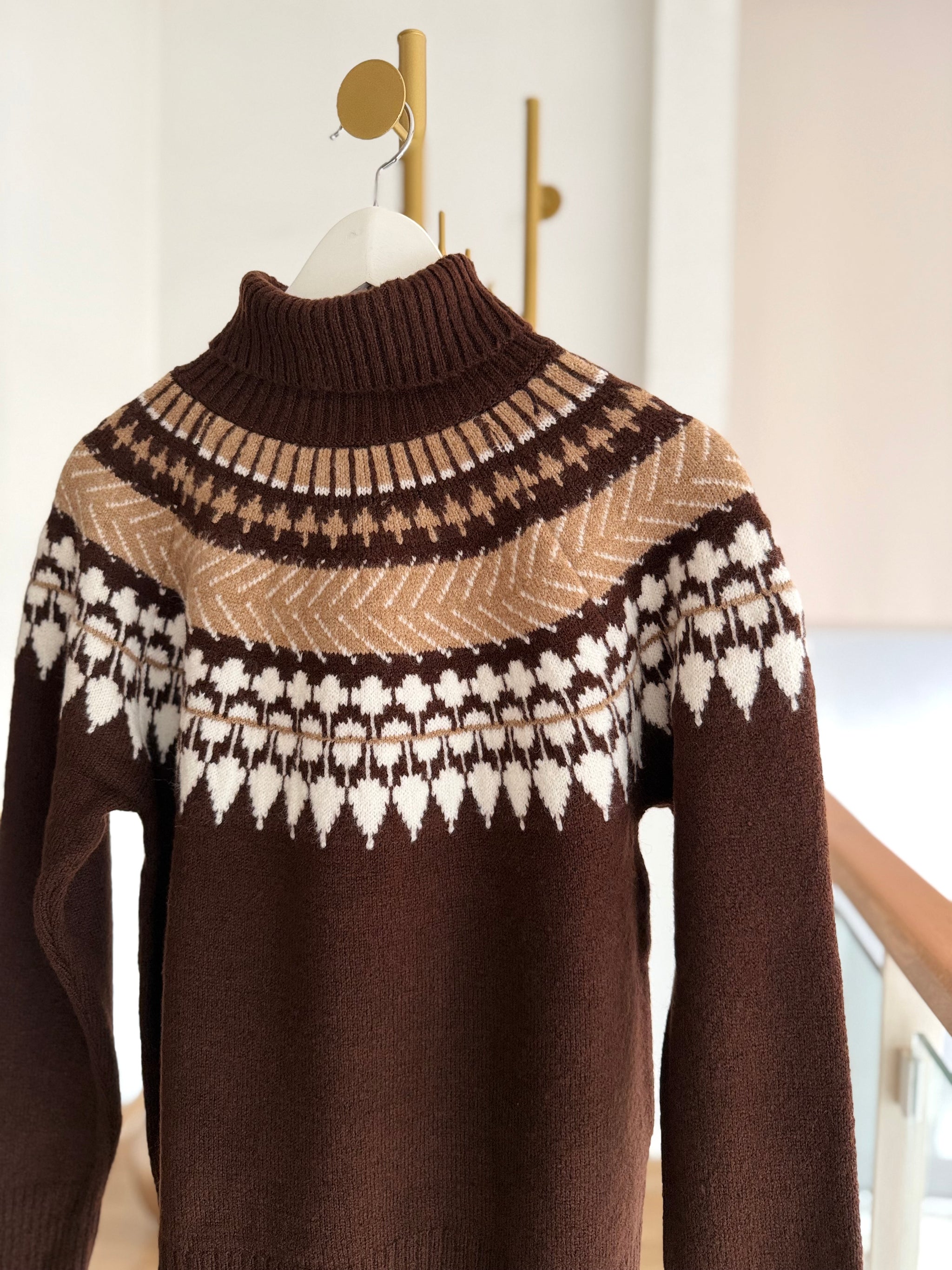 Lueur Concept Balıkçı Yaka Acı Kahve Triko