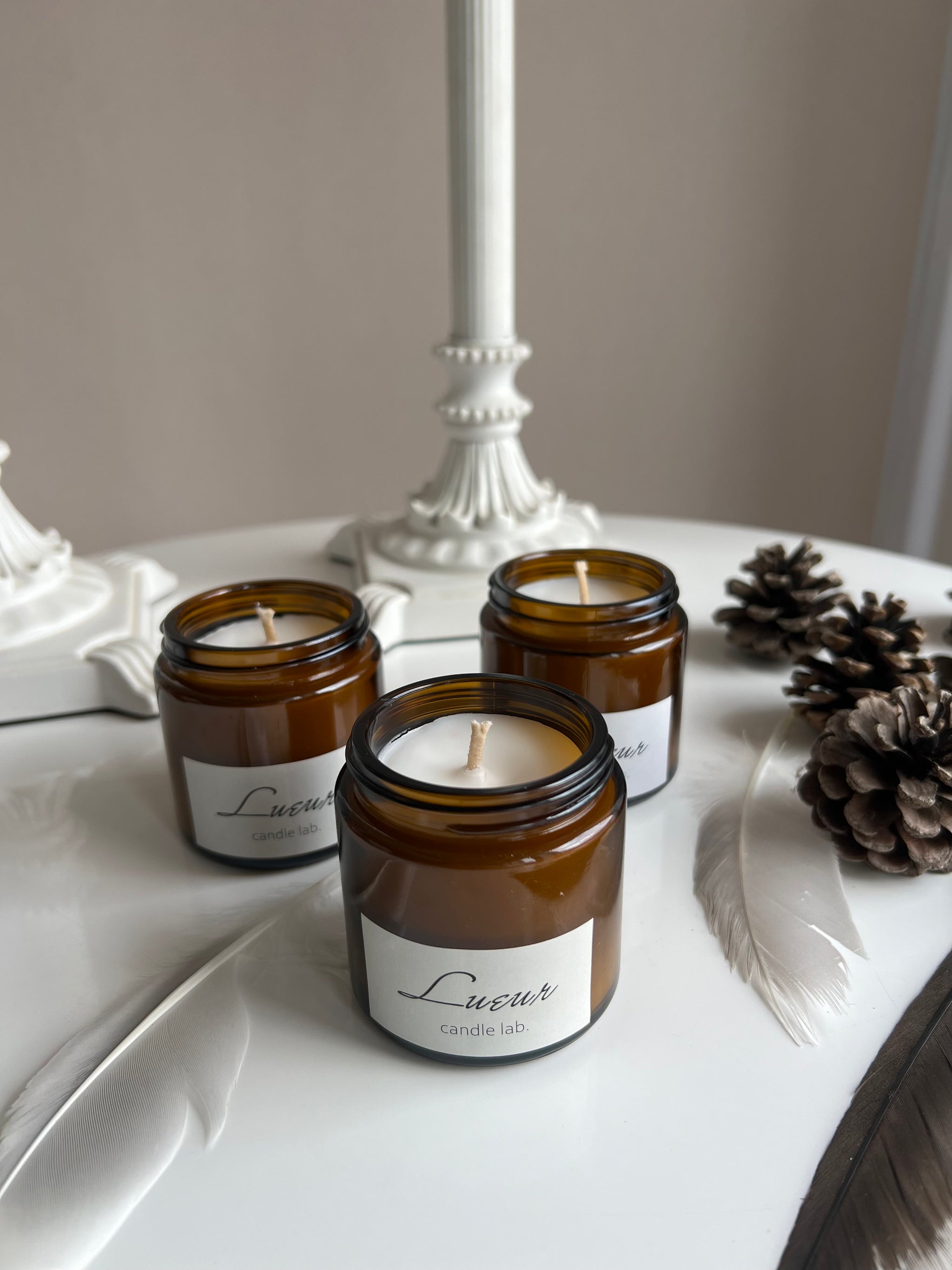 Lueur Amber Şişe Kiraz Çiçeği Saf Soya Mumu