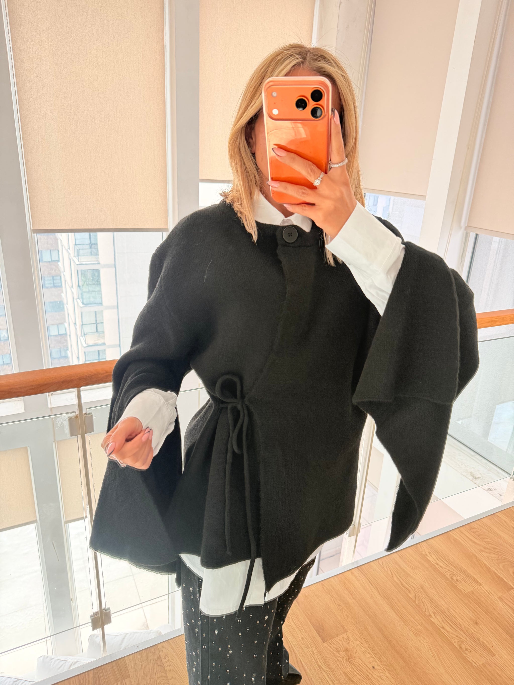 Lueur Concept Yarasa Kol Siyah Triko Hırka&Ceket