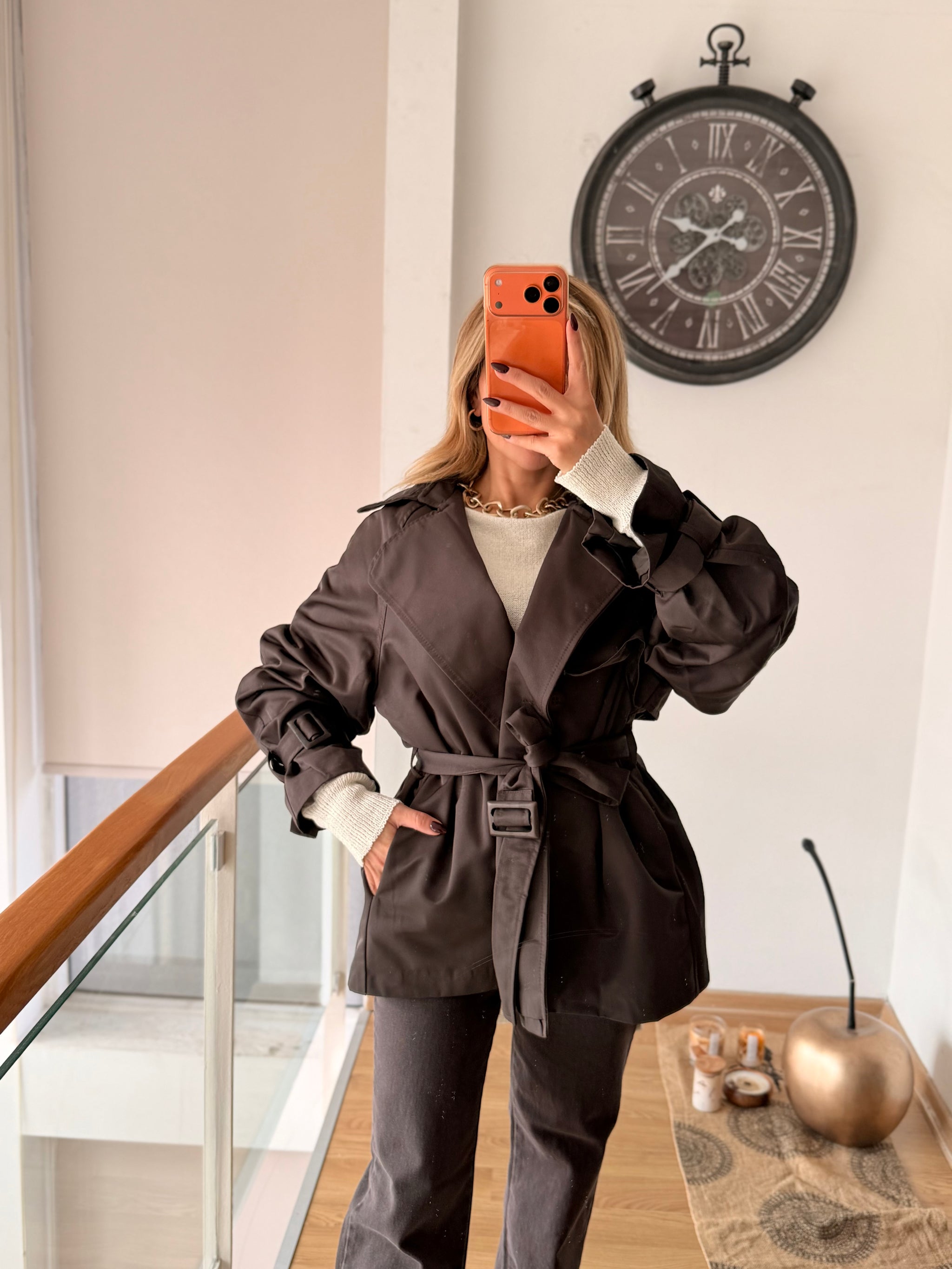 Lueur Concept Premium Acı Kahve Trençkot