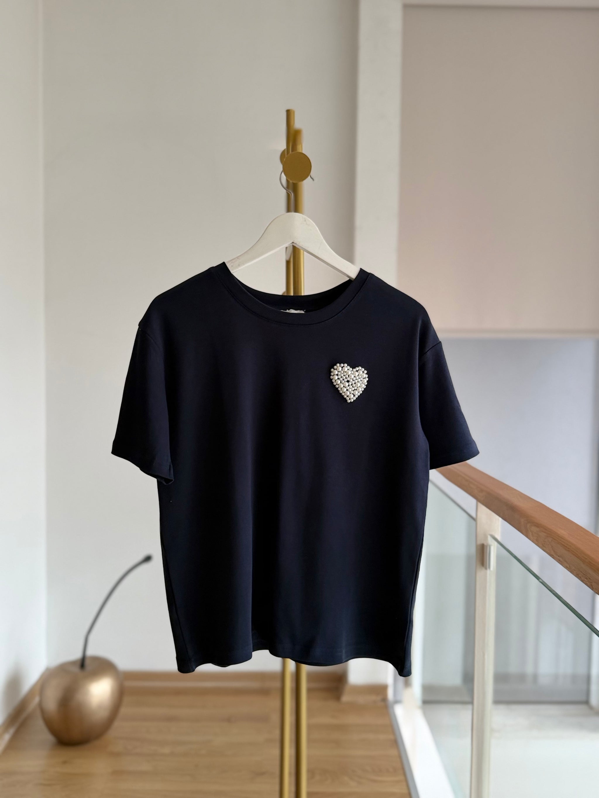 İncili Lacivert Basic Tshirt