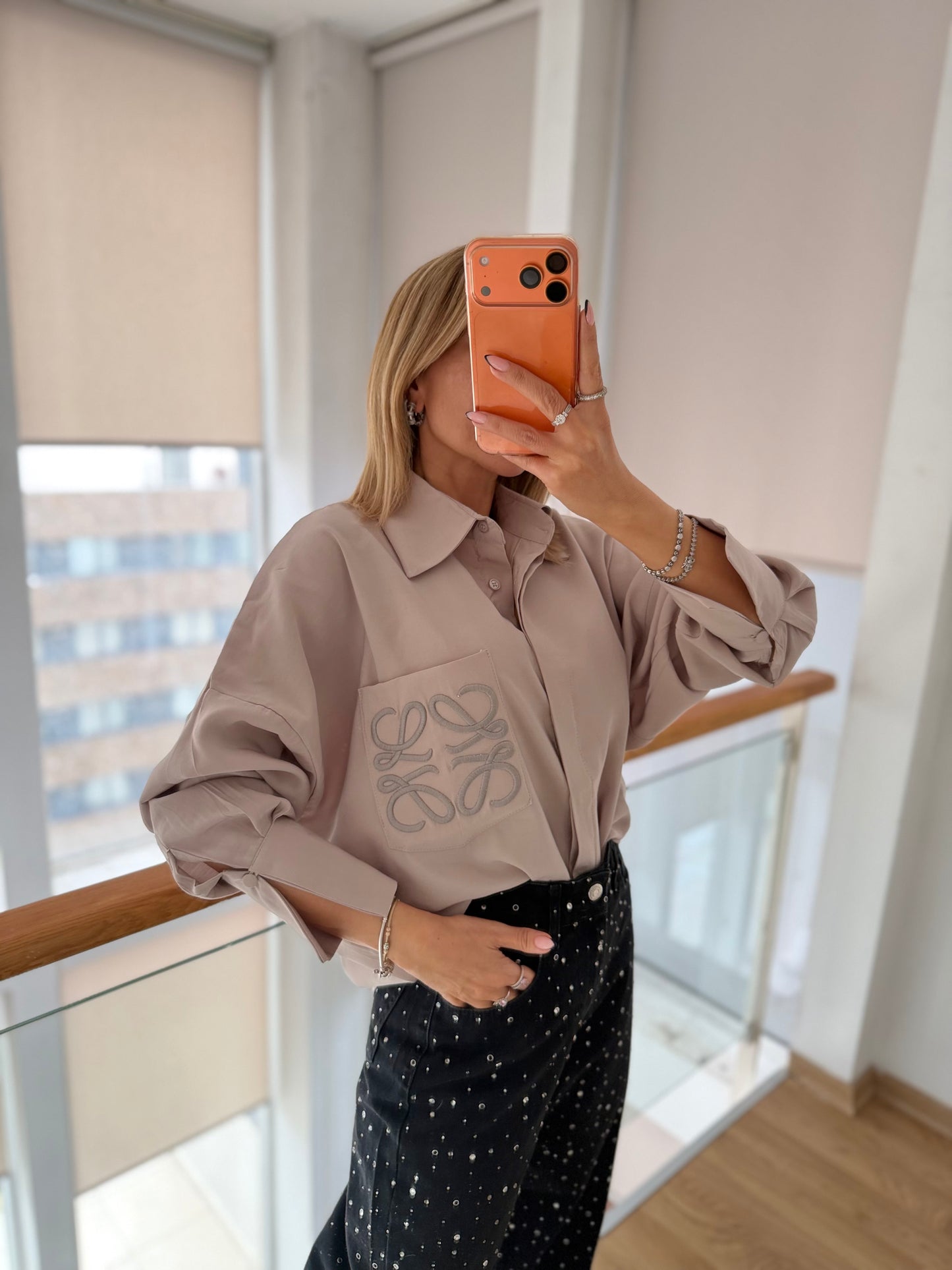 Nakış İşlemeli Tencel Pamuklu Tasarım Gömlek