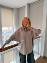 Nakış İşlemeli Tencel Pamuklu Tasarım Gömlek