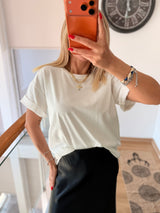 Taşlı Oversize Beyaz %100 Cotton Tshirt