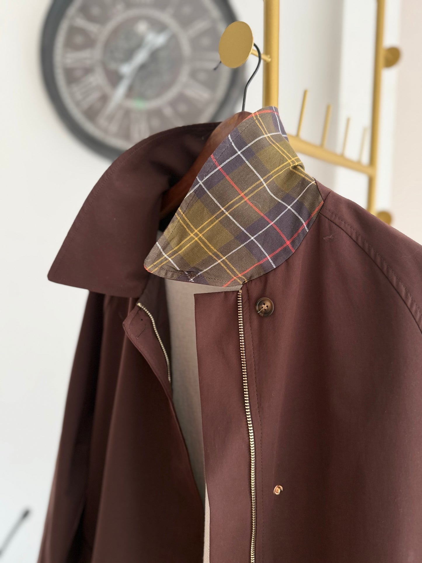 Lueur Concept Premium Ekoseli Acı Kahve Trençkot