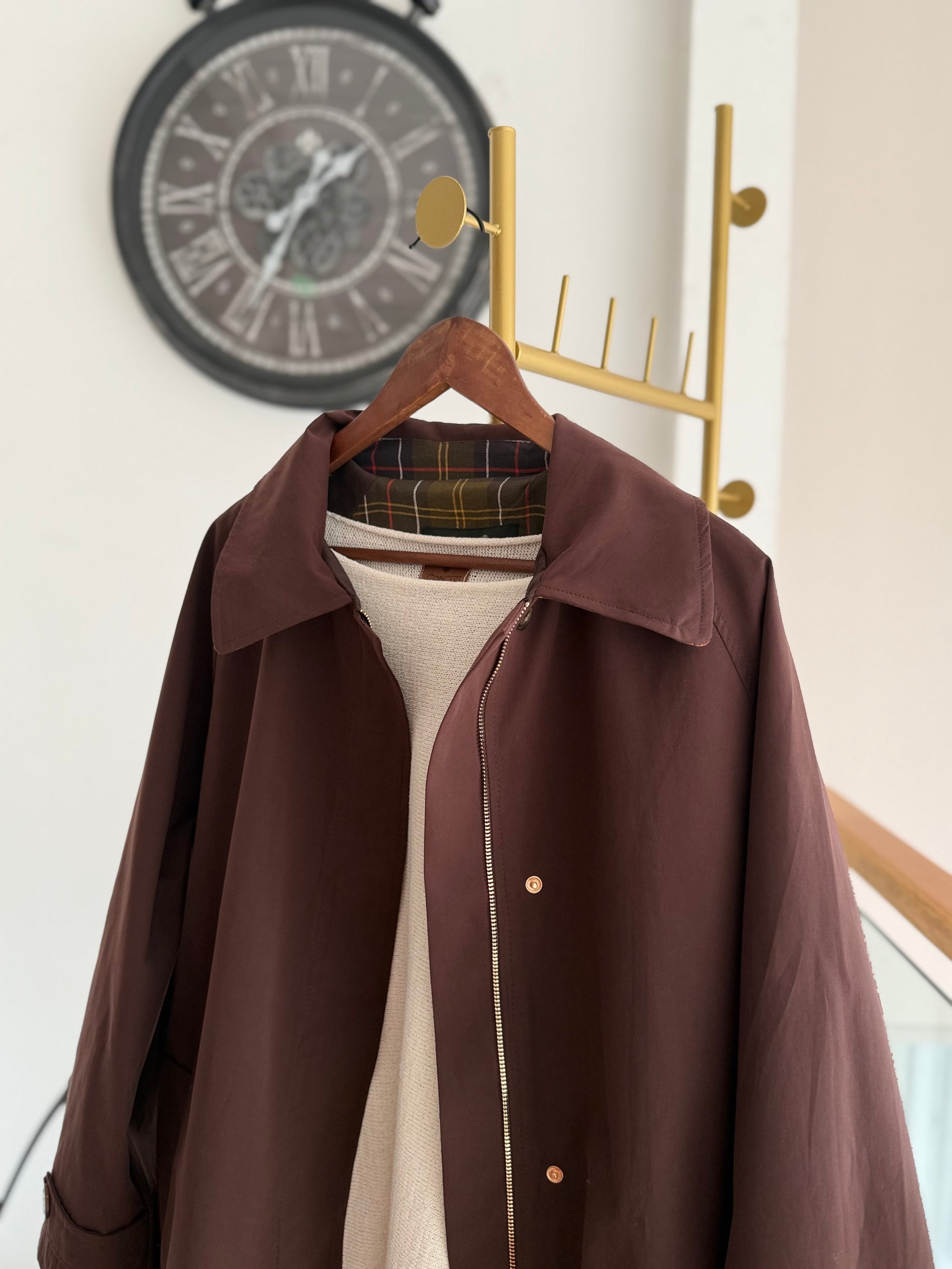 Lueur Concept Premium Ekoseli Acı Kahve Trençkot