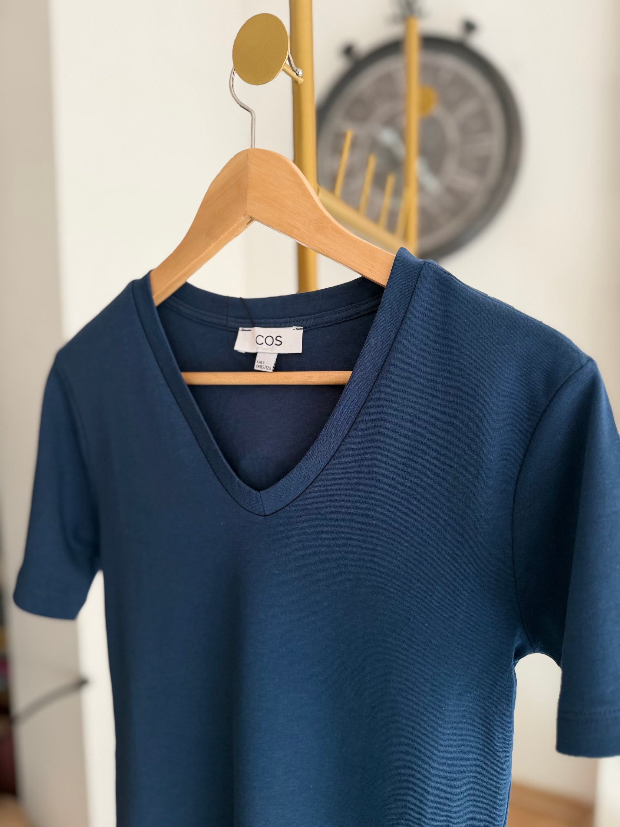 Basic V Yaka %100 Pamuk Lacivert Tshirt