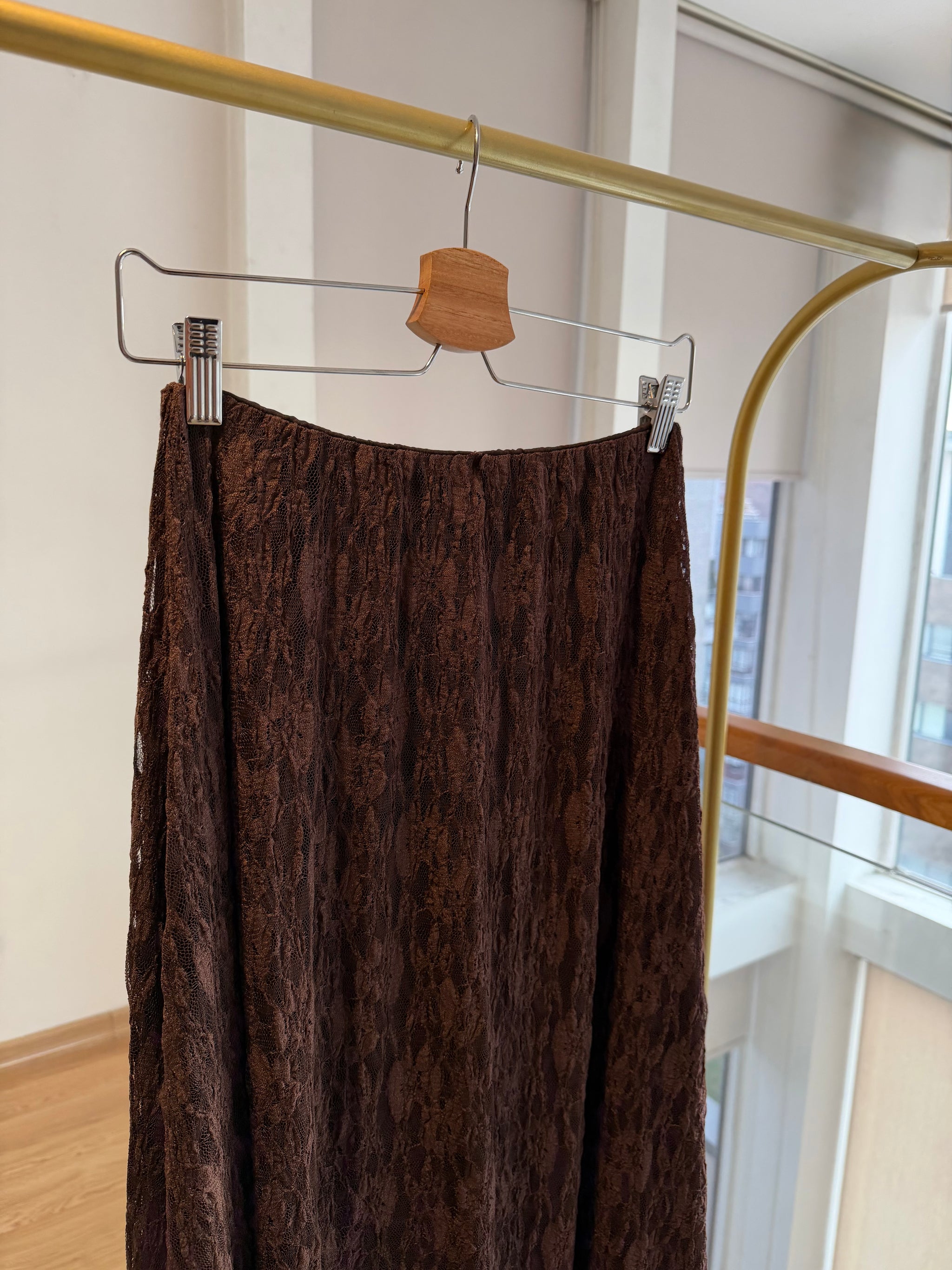 Dantel Uzun Acı Kahve Etek