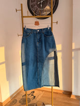 Yan Yırtmaçlı Jean Uzun Etek