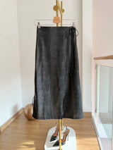 Yılan Derisi Desenli Anvelop Midi Boy Antrasit Etek