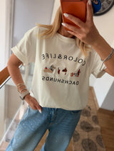 Köpek Figürlü Beyaz Oversize Tshirt Color&Life