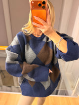 Baklava Desen Oversize Triko Kazak