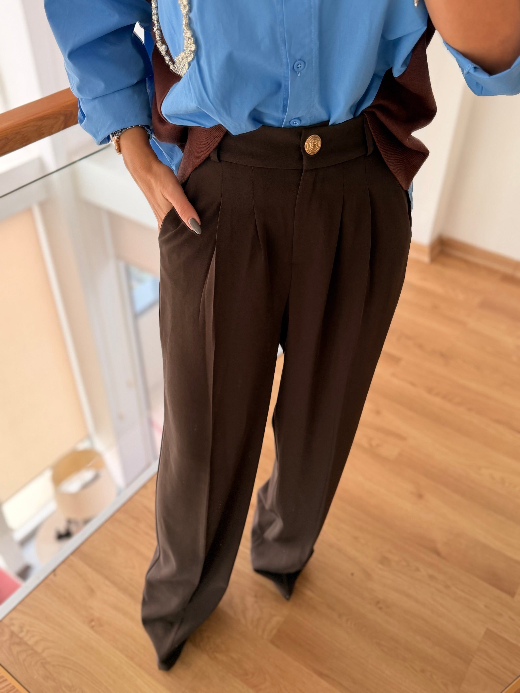 Palazzo Premium Acı Kahve Pantolon