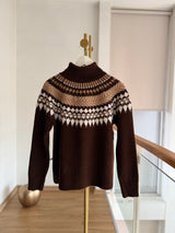 Lueur Concept Balıkçı Yaka Acı Kahve Triko