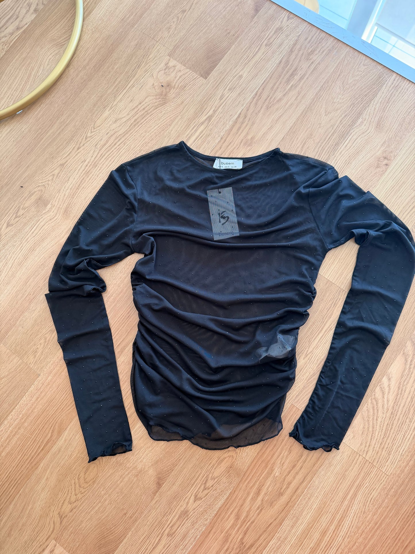 Siyah Taşlı Tül Bluz