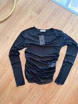 Siyah Taşlı Tül Bluz