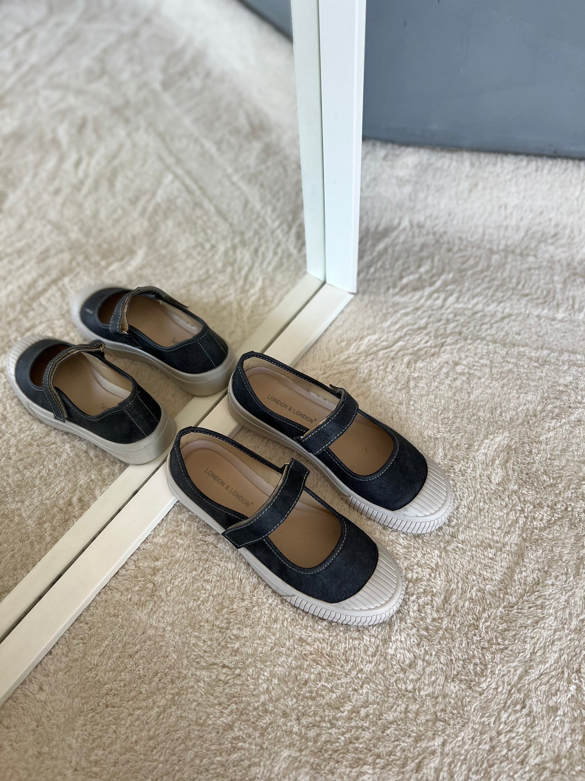 BLUU ANTRASİT JEAN MAVİ BANTLI BABET LOAFER