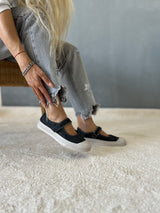 BLUU ANTRASİT JEAN MAVİ BANTLI BABET LOAFER