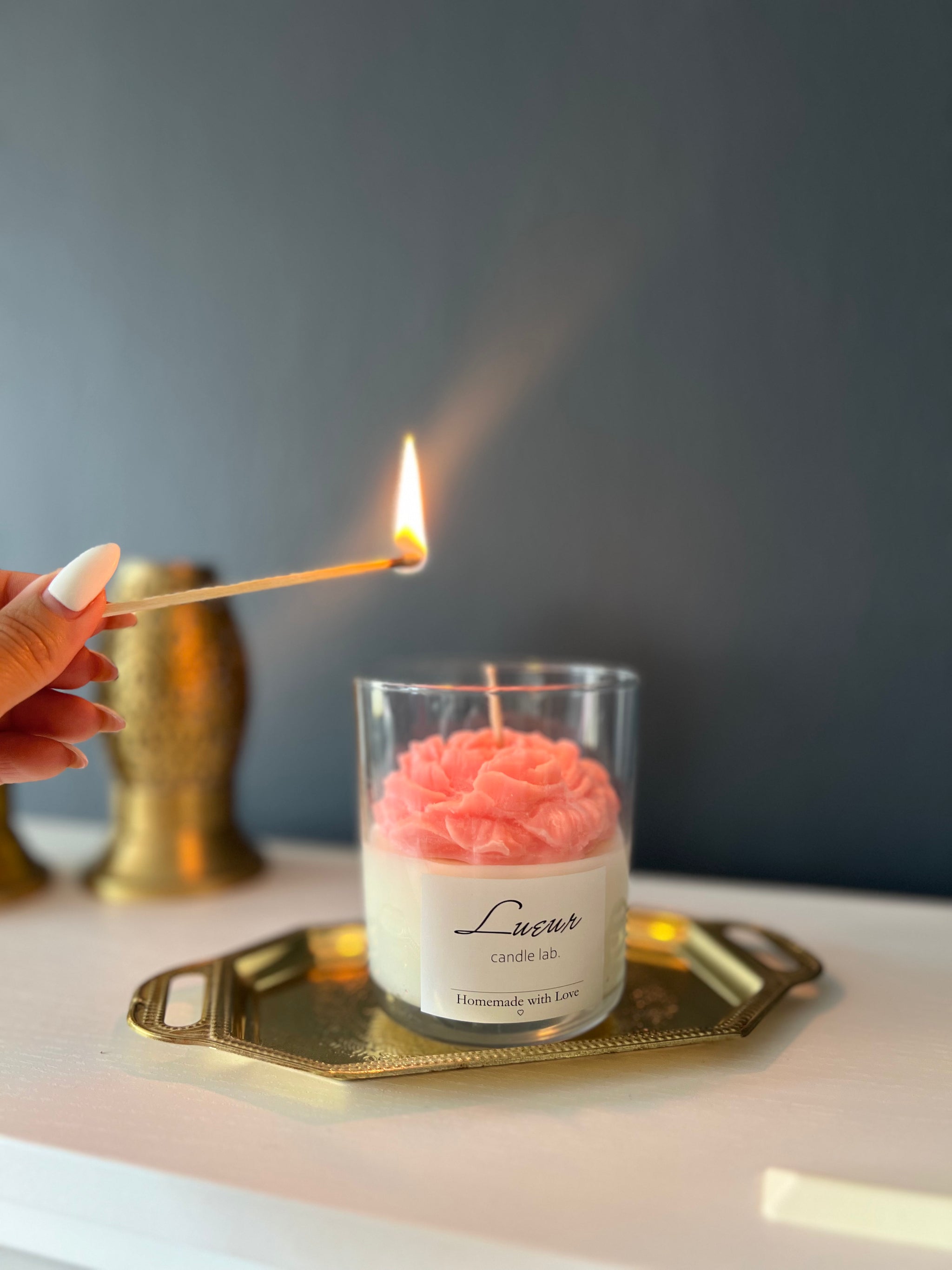 Lueur Bergamot Kokulu Gül Dekoratif Soya Mumu