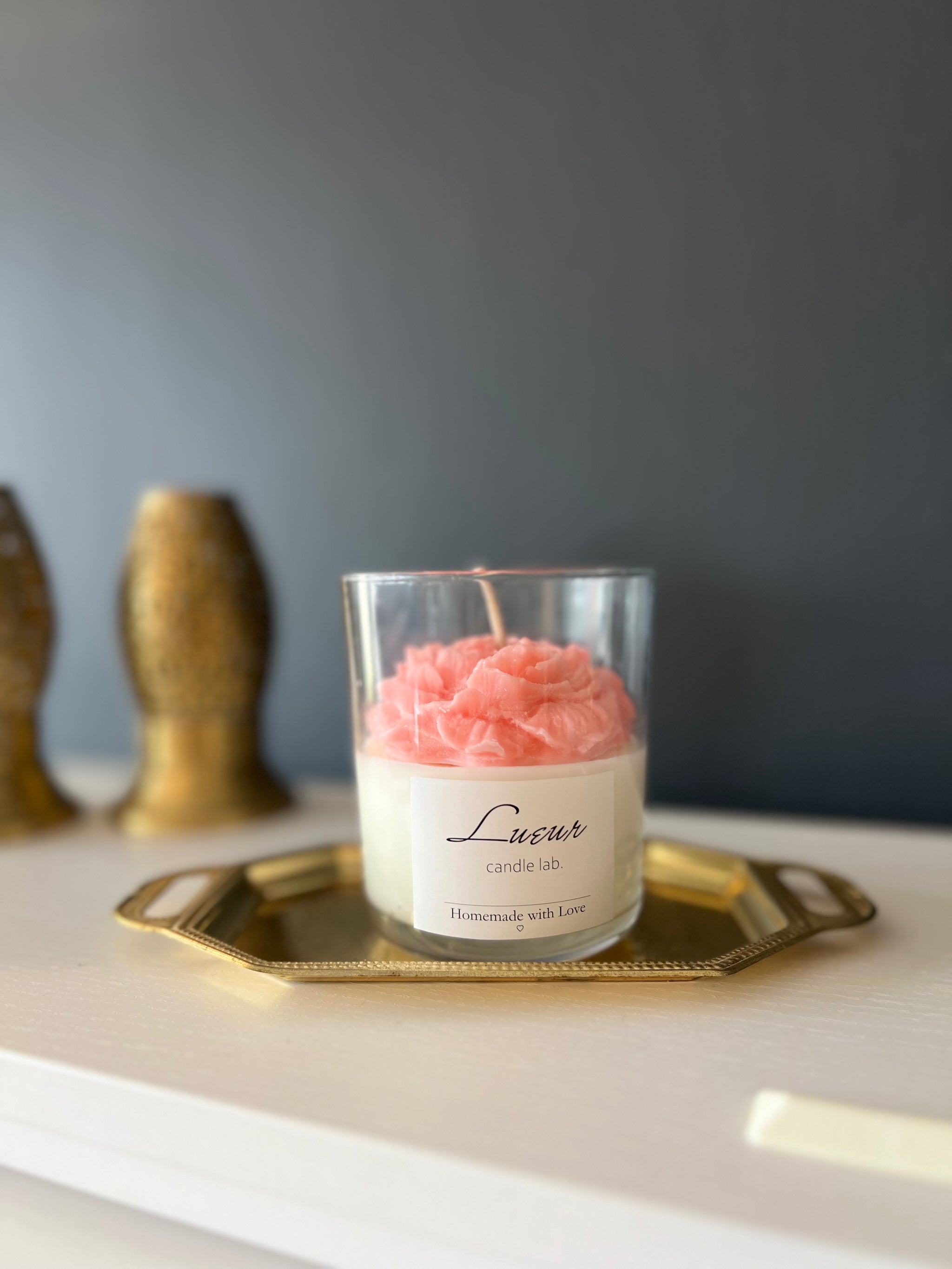 Lueur Bergamot Kokulu Gül Dekoratif Soya Mumu