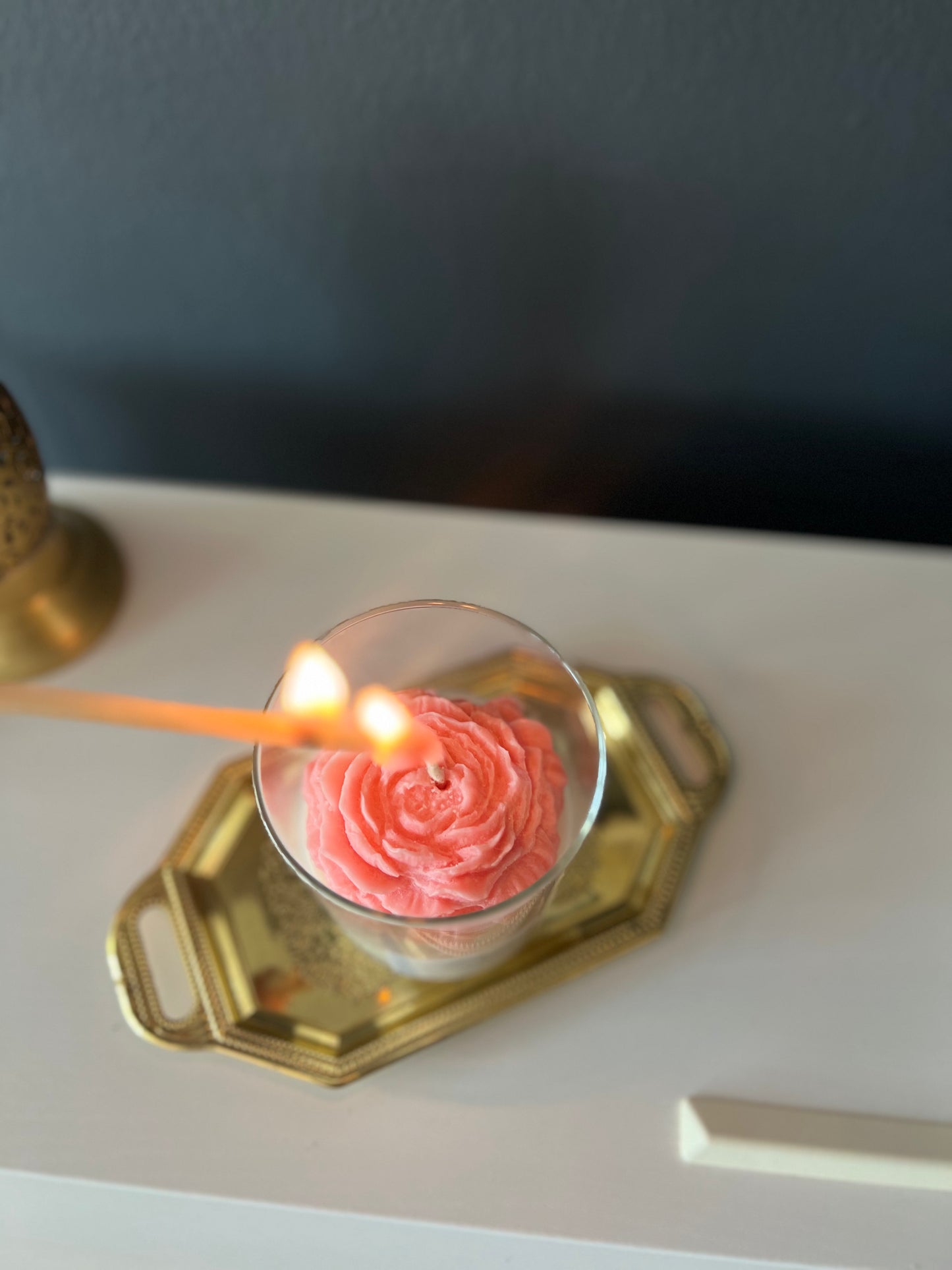 Lueur Bergamot Kokulu Gül Dekoratif Soya Mumu