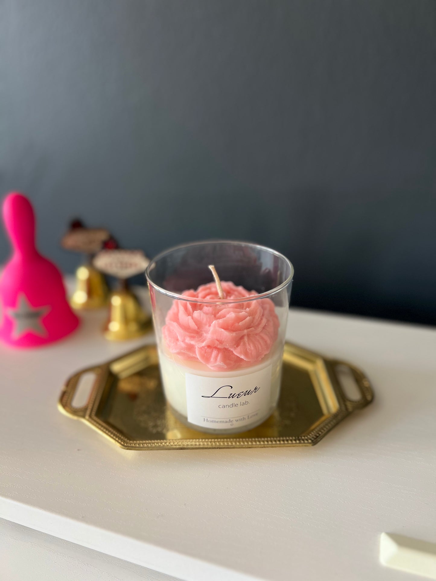 Lueur Bergamot Kokulu Gül Dekoratif Soya Mumu