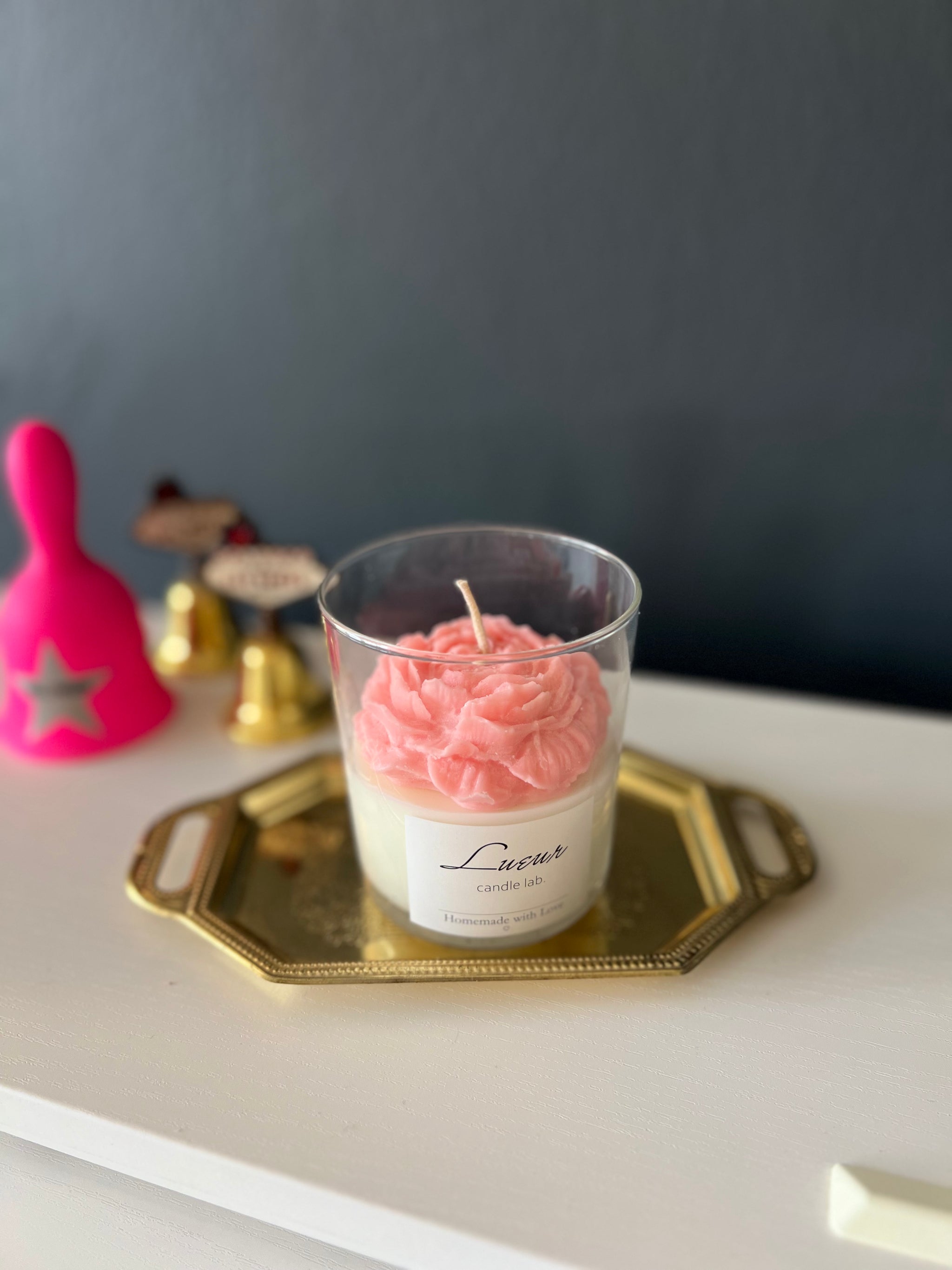 Lueur Bergamot Kokulu Gül Dekoratif Soya Mumu