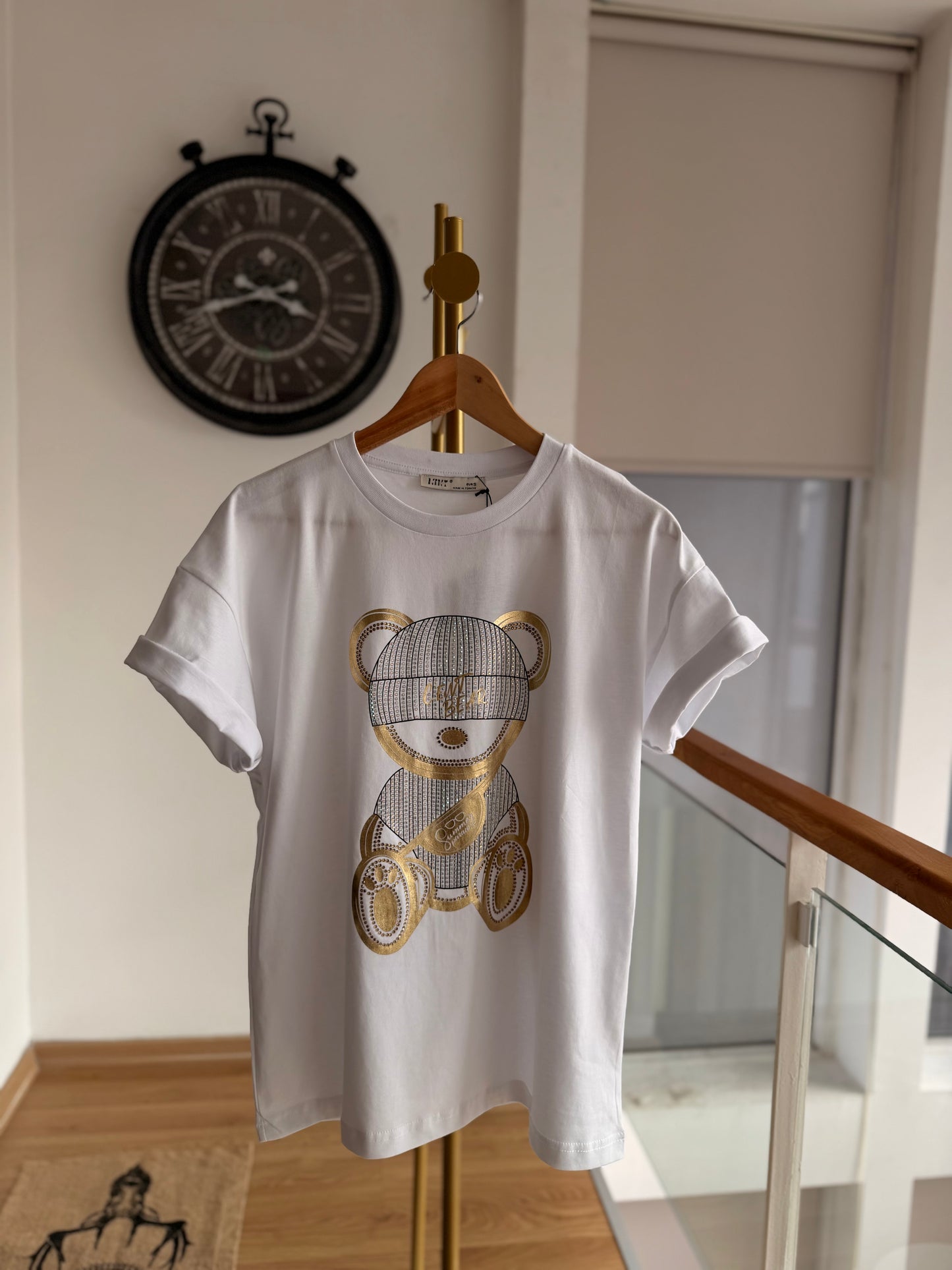 Shiny Bear %100 Cotton Beyaz Tshirt