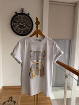 Shiny Bear %100 Cotton Beyaz Tshirt