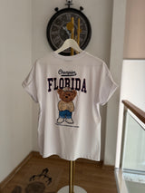 Florida Bear Beyaz Basic Tshirt