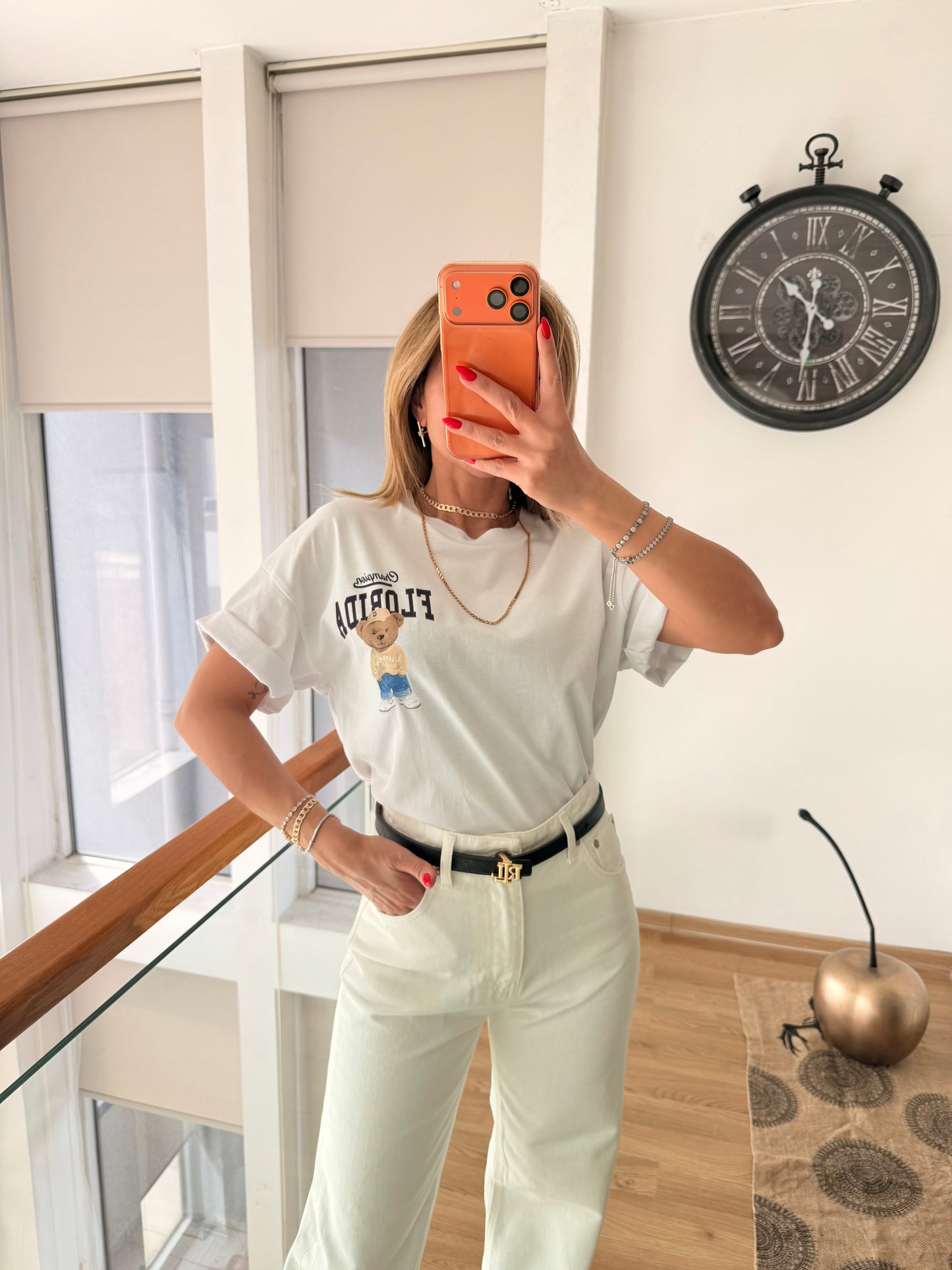 Florida Bear Beyaz Basic Tshirt