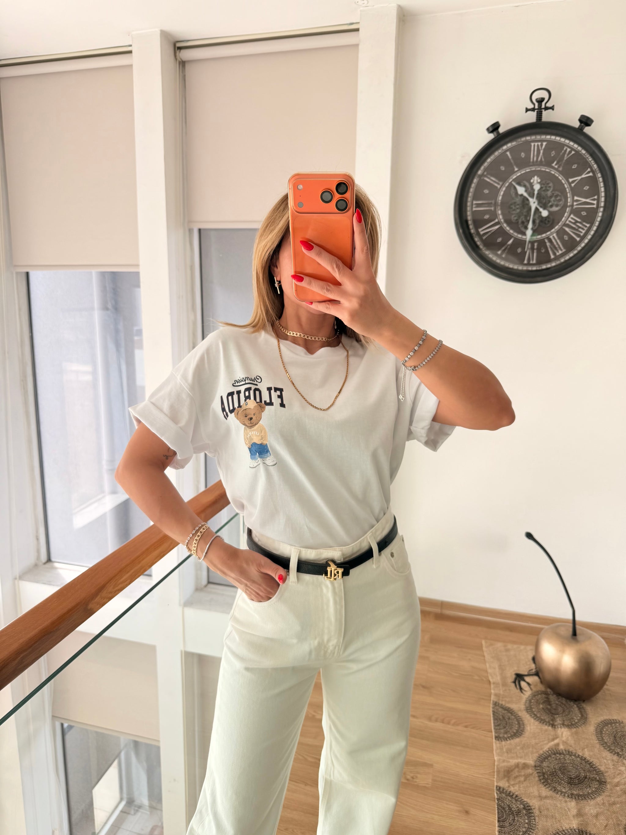 Florida Bear Beyaz Basic Tshirt