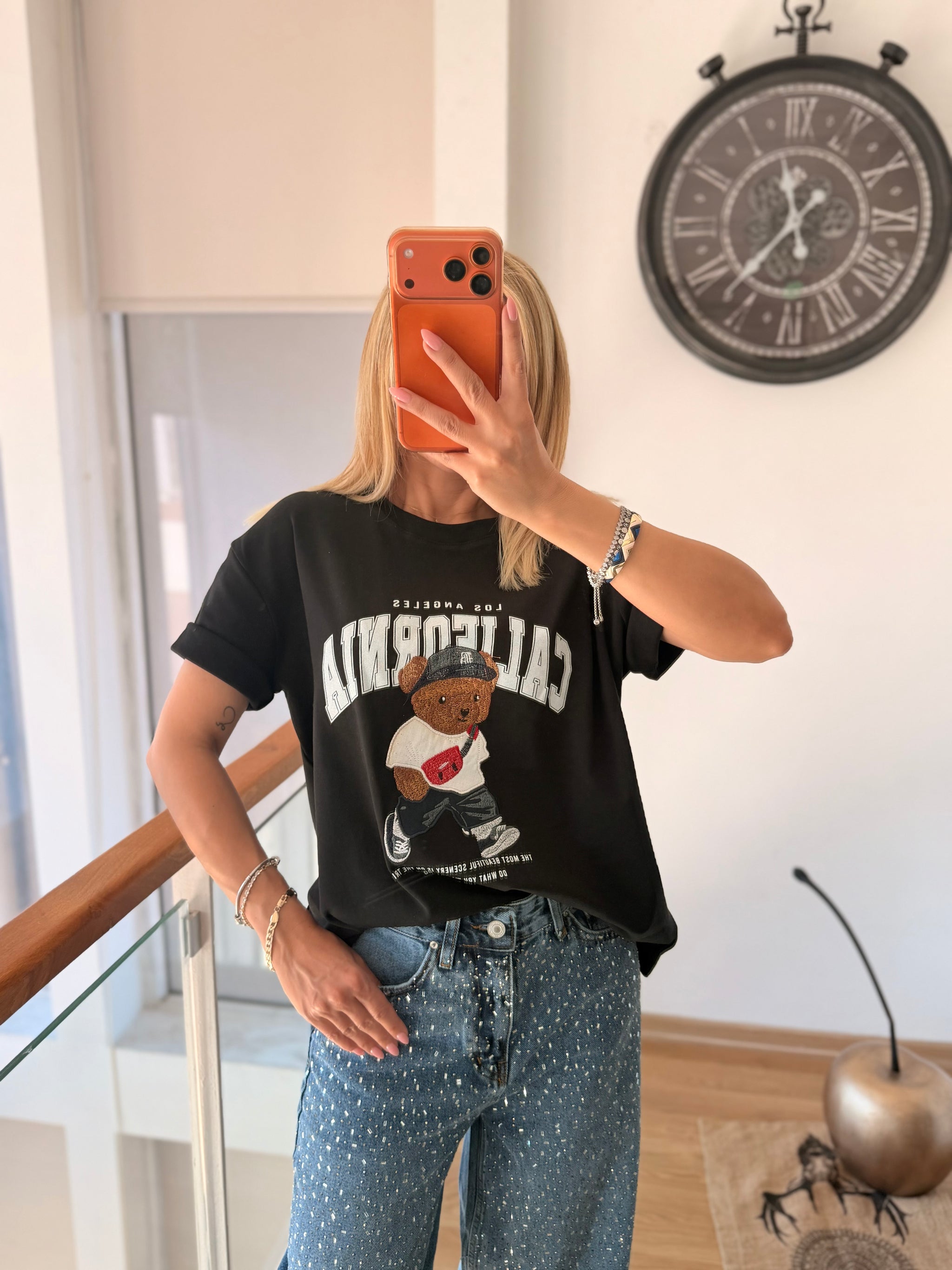 California Bear Siyah Basic Tshirt