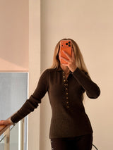 Acı Kahve Gold Düğmeli Triko