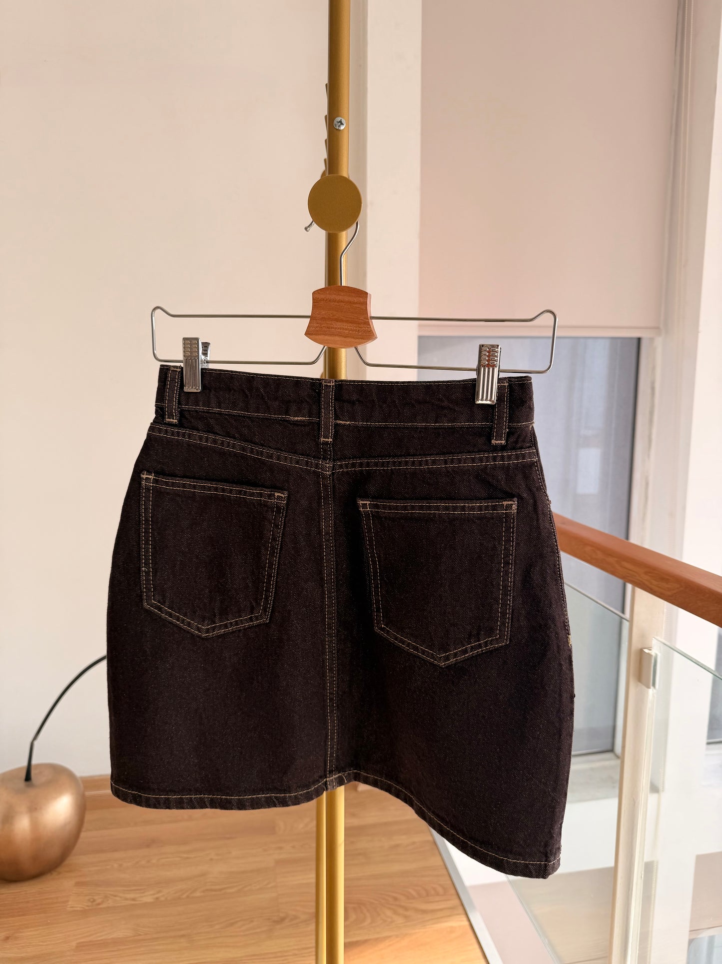 Acı Kahve Jean Taşlı Mini Etek