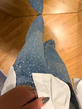 Baget Taşlı Yüksek Bel Palazzo Jean