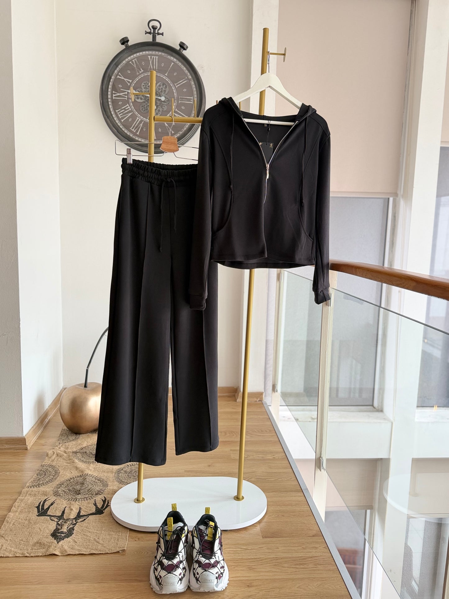 Siyah Modal Kumaş Outfit Takım