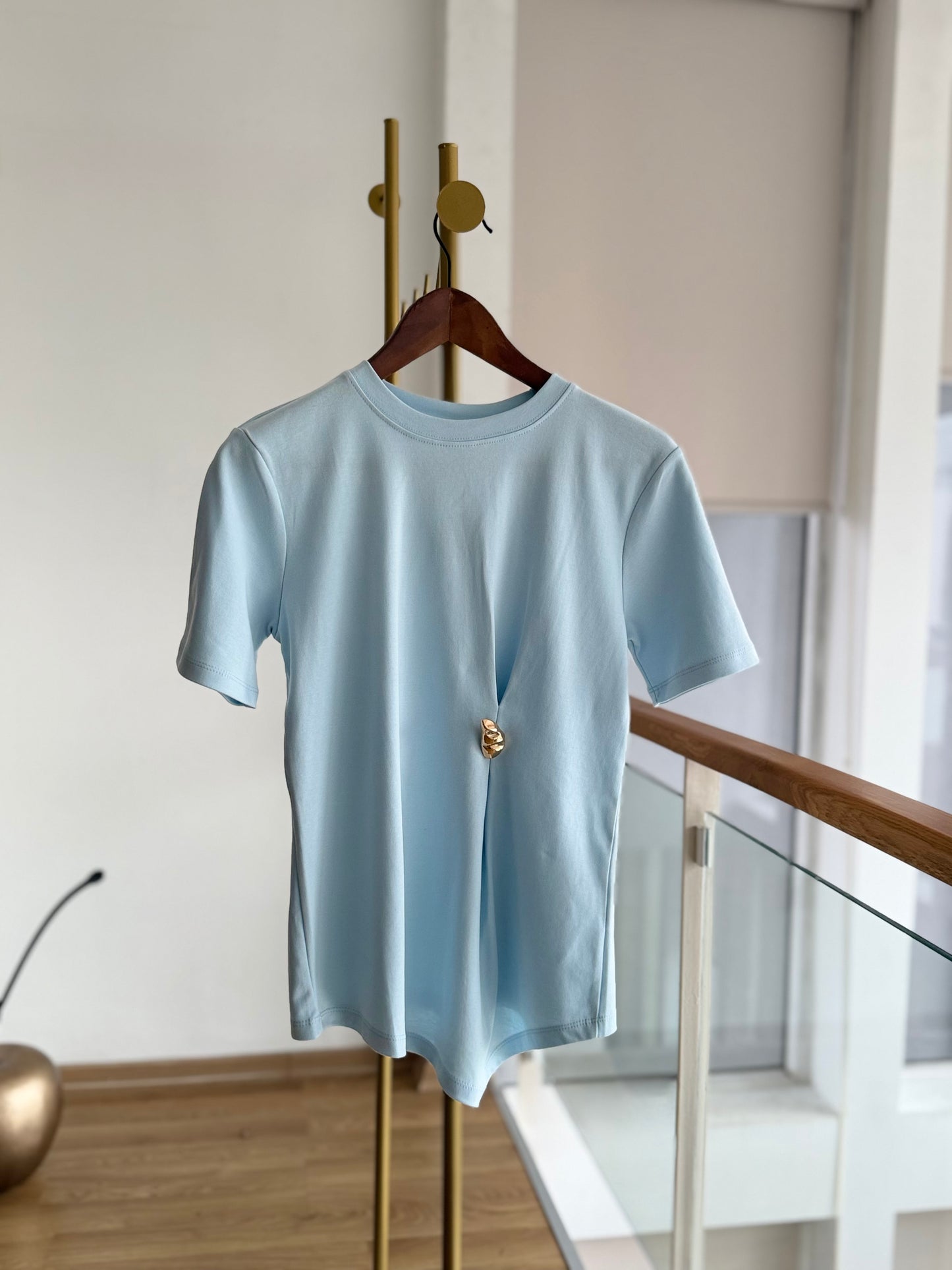 Bebe Mavi %100 Pamuk Gold Tokalı Tshirt