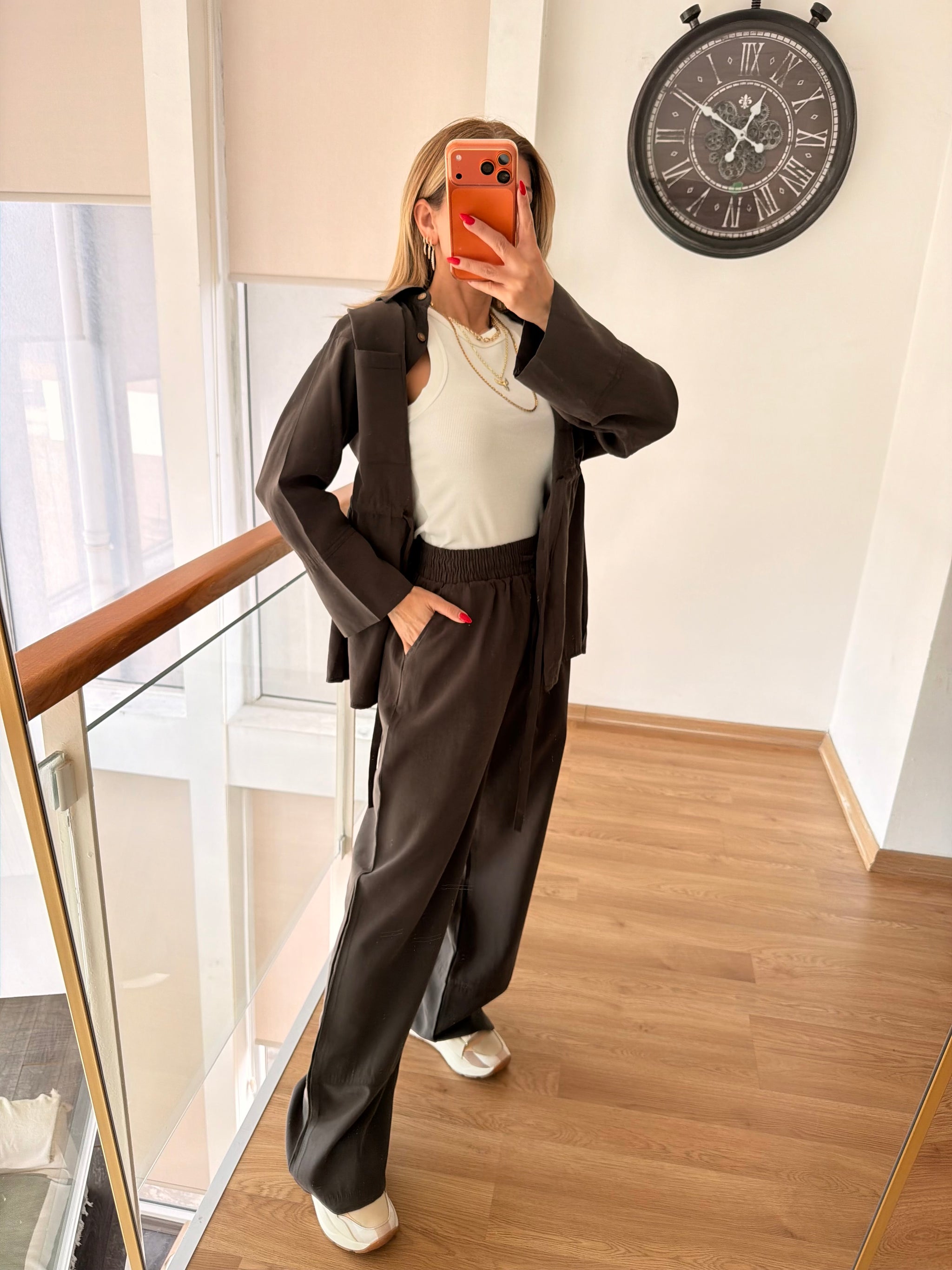 Tencel Kumaş Pastel Kahve Lueur Takım