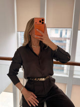 Acı Kahve Dökümlü Pamuk Saten Gömlek