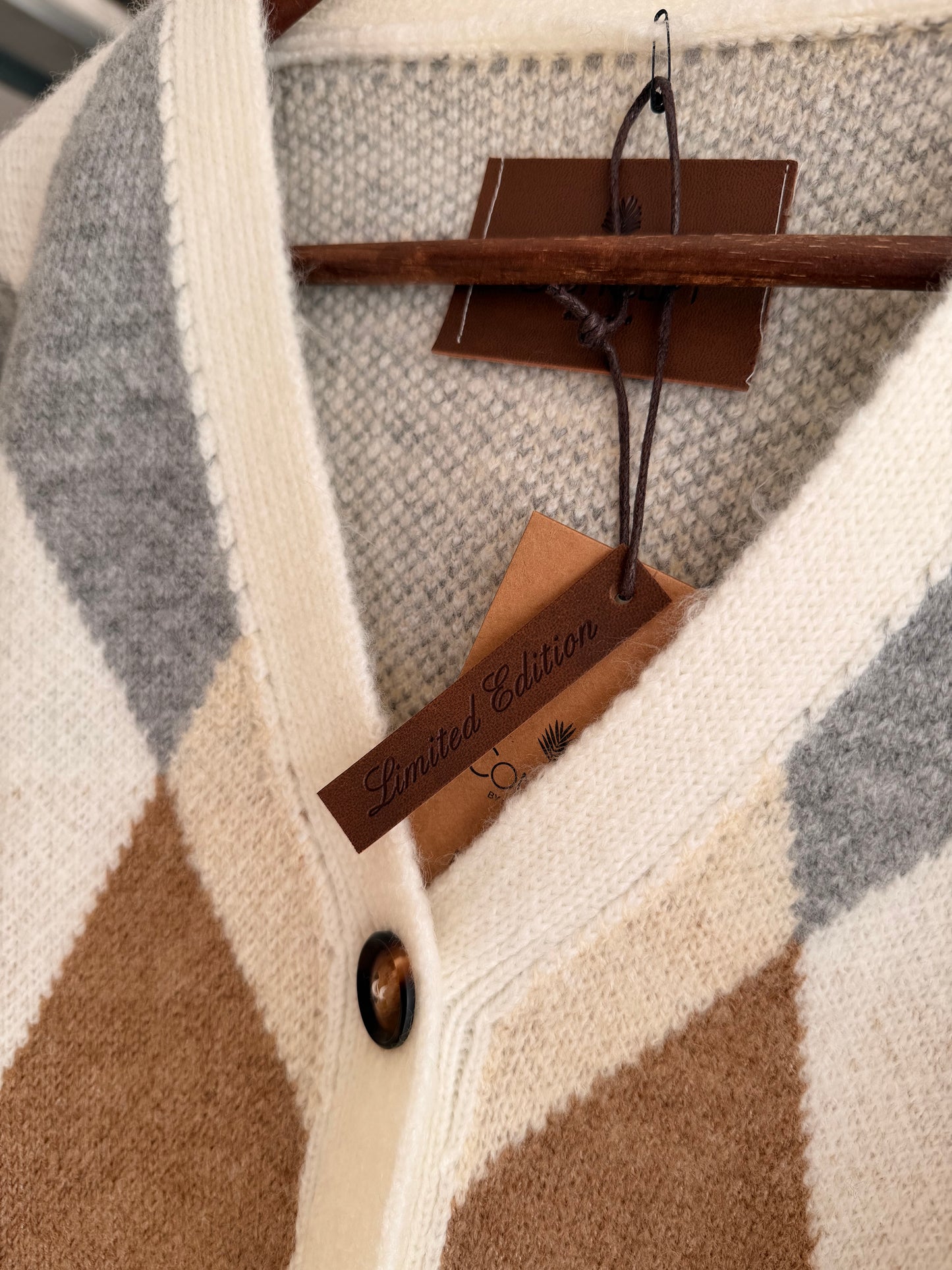 Baklava Desenli Ekru&Bej Kahve Hırka