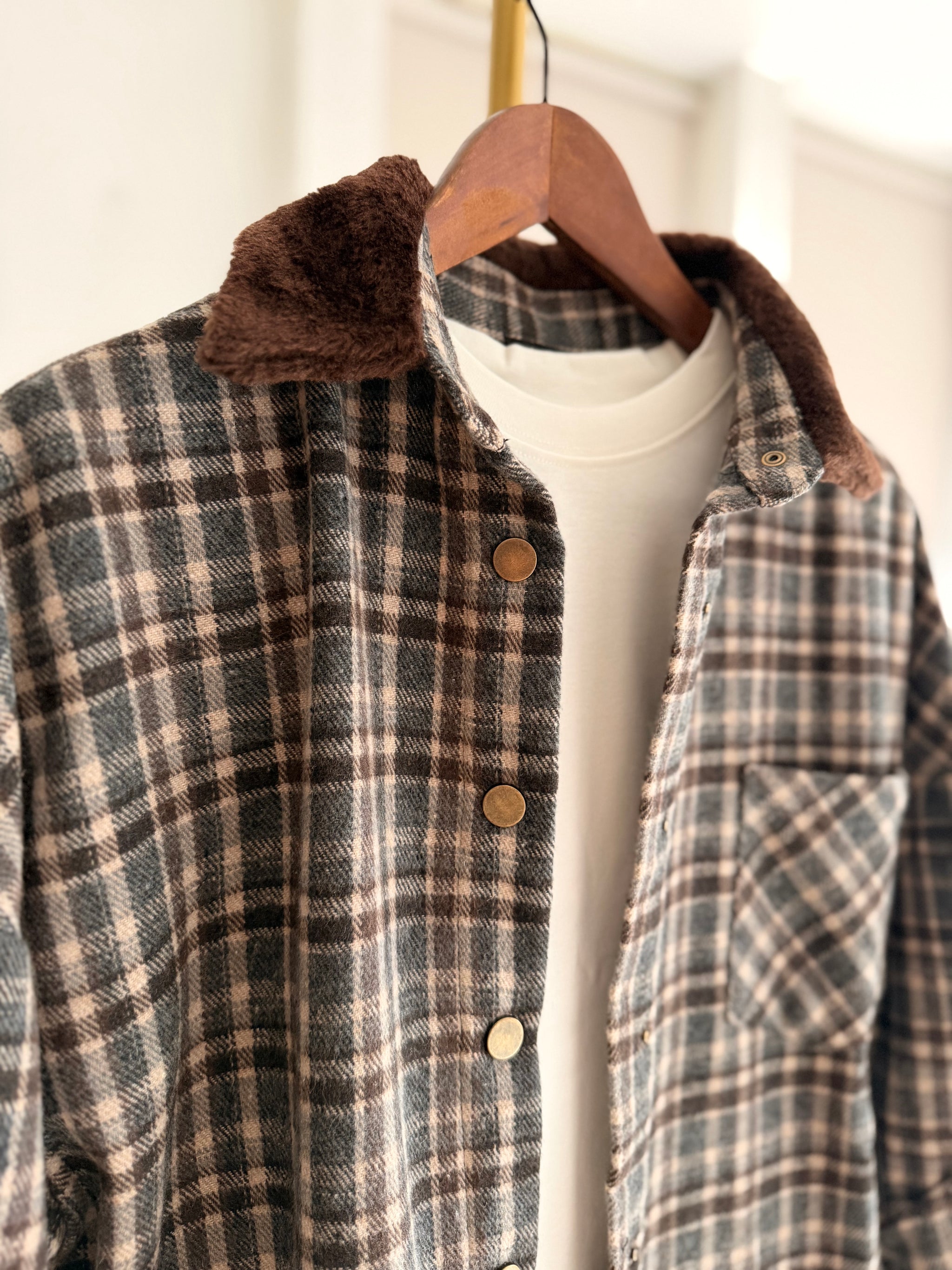 Kürk Yaka Detaylı Oduncu Gömlek