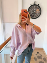 Premium %100 Pamuklu Pastel Pembe Dökümlü Gömlek