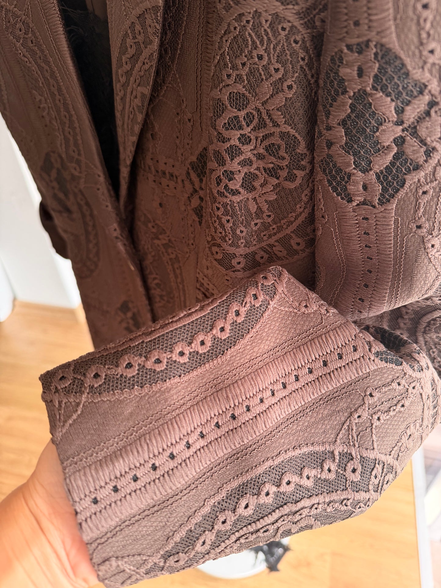 Dantel Detaylı Tasarım Acı Kahve Blazer Ceket