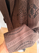 Dantel Detaylı Tasarım Acı Kahve Blazer Ceket