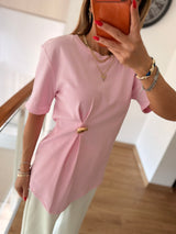Pembe %100 Pamuk Gold Tokalı Tshirt