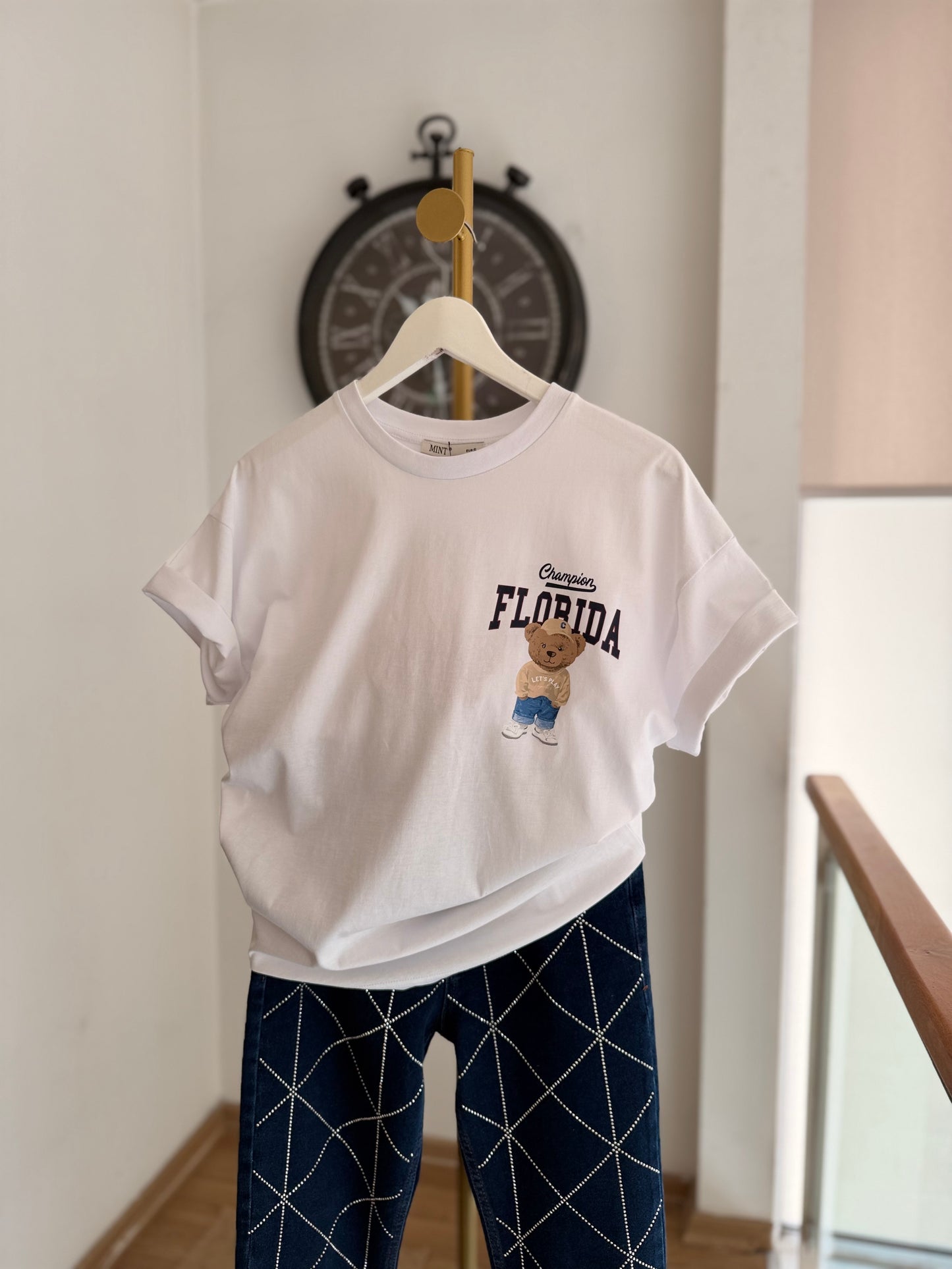 Florida Bear Beyaz Basic Tshirt